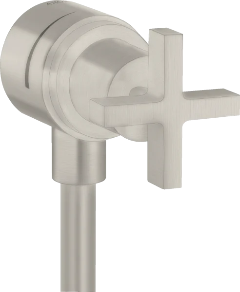 Axor Citterio Wall Outlet Stop With Non-return Valve, Shut-off Valve And Cross Handle Stainless Steel