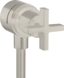 Axor Citterio Wall Outlet Stop With Non-return Valve, Shut-off Valve And Cross Handle Stainless Steel