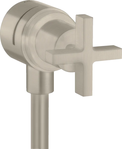 Axor Citterio Wall Outlet Stop With Non-return Valve, Shut-off Valve And Cross Handle Brushed Nickel