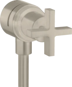 Axor Citterio Wall Outlet Stop With Non-return Valve, Shut-off Valve And Cross Handle Brushed Nickel