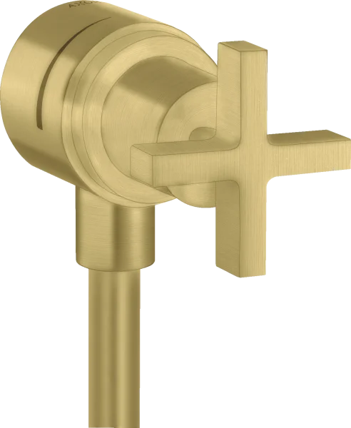 Axor Citterio Wall Outlet Stop With Non-return Valve, Shut-off Valve And Cross Handle Brushed Brass