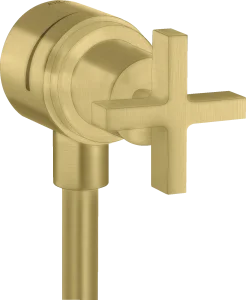 Axor Citterio Wall Outlet Stop With Non-return Valve, Shut-off Valve And Cross Handle Brushed Brass