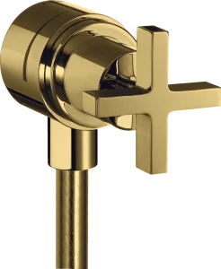 Axor Citterio Wall Outlet Stop With Non-return Valve, Shut-off Valve And Cross Handle Gold Polished