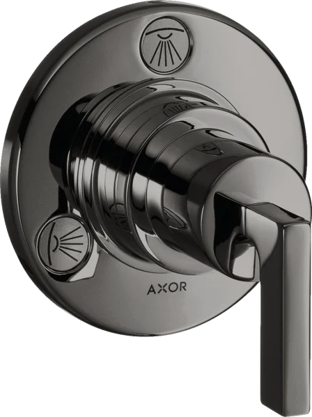 Axor Citterio Shut-off / Diverter Valve Trio / Quattro Finish Set With Lever Handle Polished Black Chrome