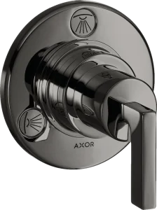 Axor Citterio Shut-off / Diverter Valve Trio / Quattro Finish Set With Lever Handle Polished Black Chrome