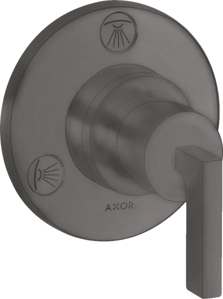 Axor Citterio Shut-off / Diverter Valve Trio / Quattro Finish Set With Lever Handle Brushed Black Chrome