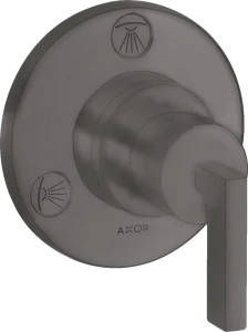 Axor Citterio Shut-off / Diverter Valve Trio / Quattro Finish Set With Lever Handle Brushed Black Chrome