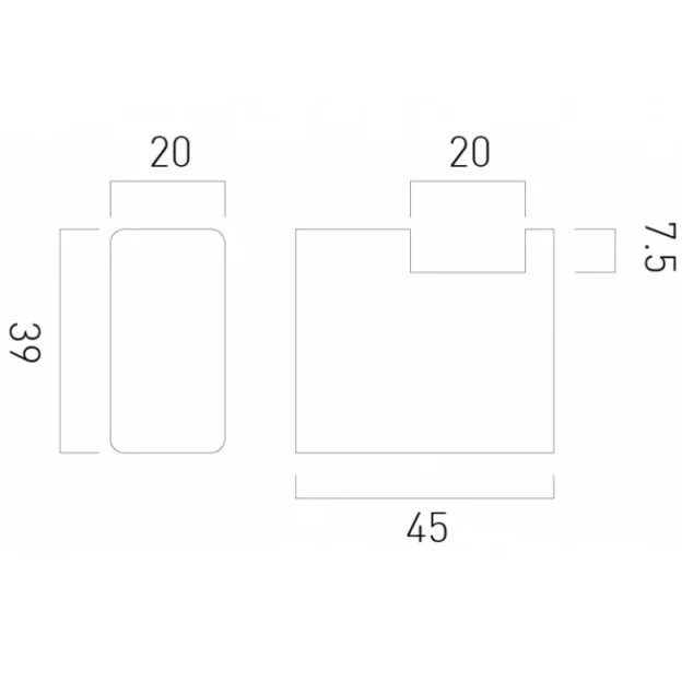 Vado Phase Robe Hook Wall Mounted Chrome technical drawing - Image 3