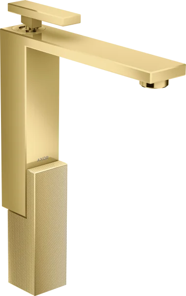 Axor Edge Single Lever Basin Mixer 280 With Push-open Waste - Diamond Cut Gold Polished