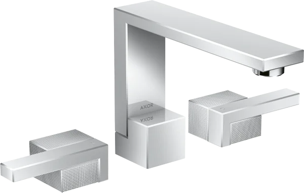Axor Edge 3-hole Basin Mixer 130 With Push-open Waste - Diamond Cut Chrome
