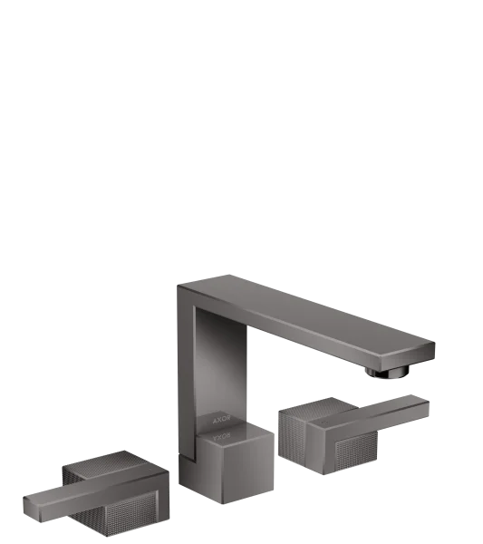 Axor Edge 3-hole Basin Mixer 130 With Push-open Waste - Diamond Cut Polished Black Chrome