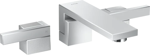 Axor Edge 3-hole Basin Mixer Wall-mounted 190 Mm And Push-open Waste Set - Diamond Cut Chrome