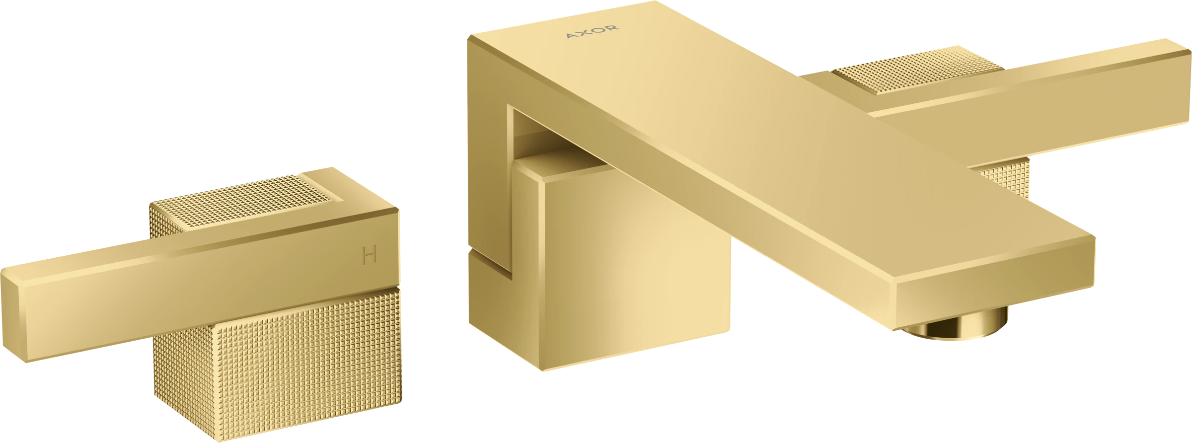 Axor Edge 3-hole Basin Mixer Wall-mounted 190 Mm And Push-open Waste Set - Diamond Cut Gold Polished