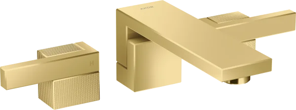 Axor Edge 3-hole Basin Mixer Wall-mounted 190 Mm And Push-open Waste Set - Diamond Cut Gold Polished
