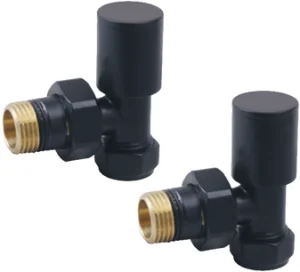 Ava Minimal Angled Radiator Valves Black