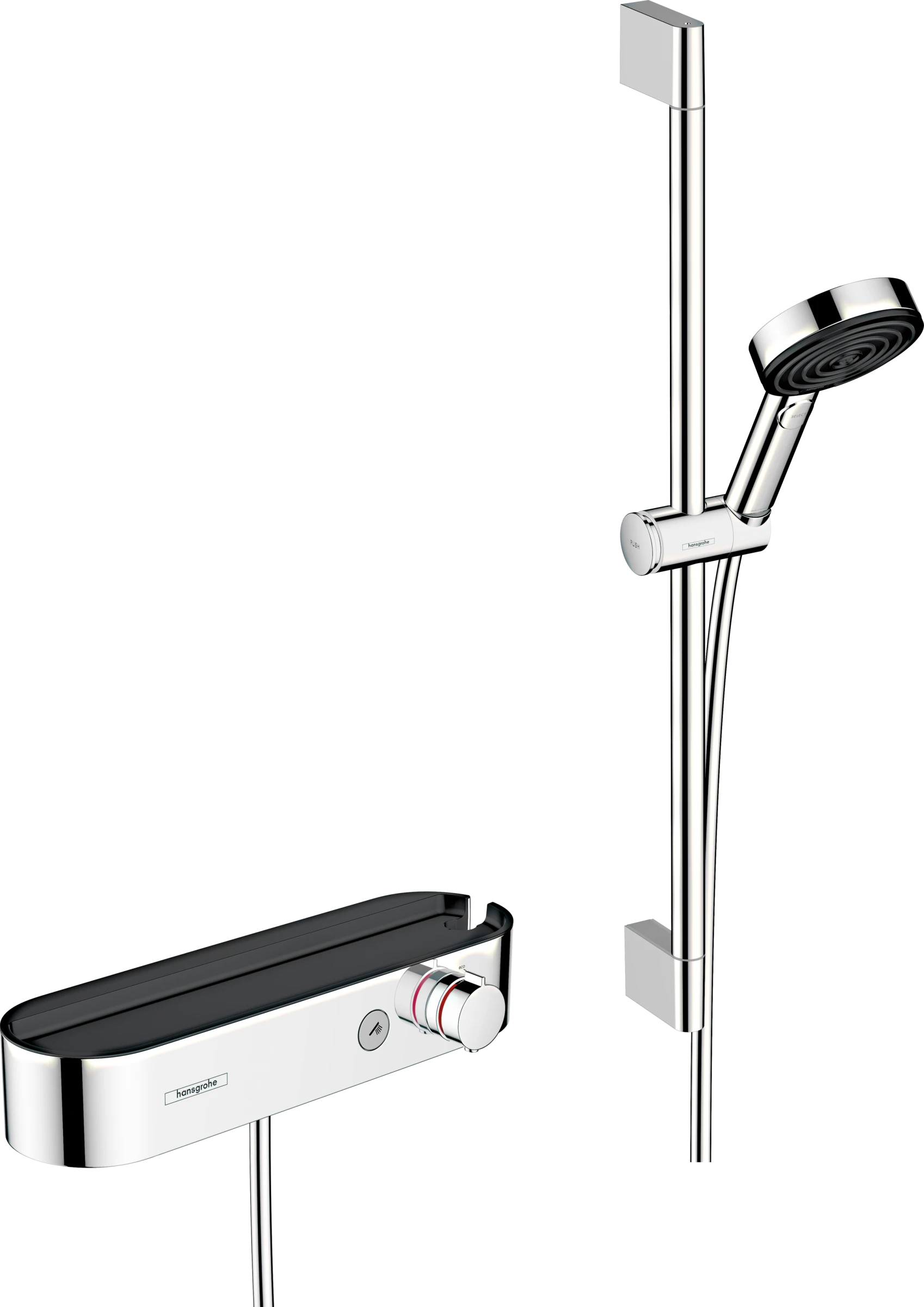 Hansgrohe Pulsify Select S Shower System 105 3jet Relaxation With Showertablet 400, Shower Bar 65 Cm, Slider And Shower Hose Chrome