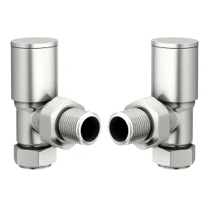 Ava Minimal Angled Radiator Valves Brushed Chrome