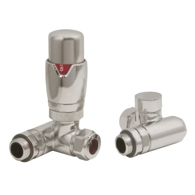 Ava Trv Dual Fuel Corner 1/2 Radiator Valve Brushed Chrome product image - Image 1