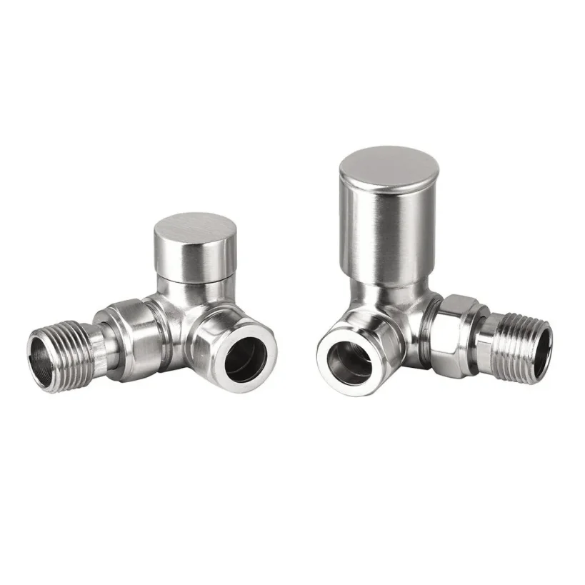 Ava Corner 1/2 Radiator Valve Brushed Chrome product image - Image 1