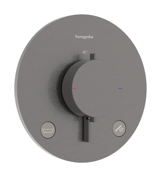 Hansgrohe Ecostat Comfort S Thermostatic Shower Mixer Concealed 262 X 233 X 168mm Gunmetal/chrome - Brushed
