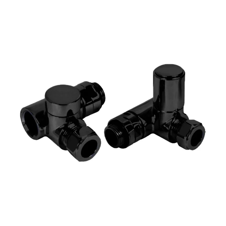 Ava Dual Fuel Corner 1/2 Radiator Valves Black product image - Image 1