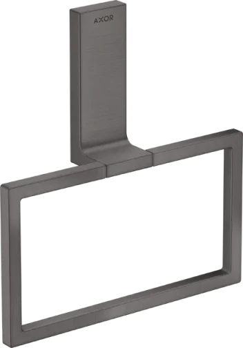 Axor Universal Rectangular Towel Ring 285 X 157 X 82mm Gunmetal/chrome - Brushed detail view - Image 2