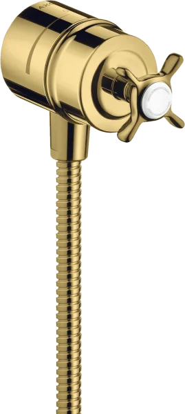 Axor Montreux Wall Outlet Stop With Non-return Valve, Shut-off Valve And Cross Handle Gold Polished