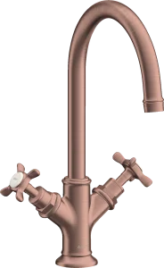 Axor Montreux 2-handle Basin Mixer 210 With Cross Handles And Pop-up Waste Brushed Red Gold