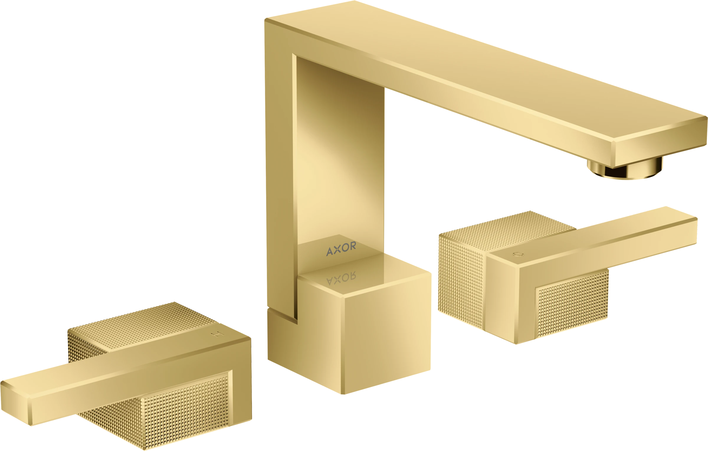 Axor Edge 3-hole Basin Mixer 130 With Push-open Waste - Diamond Cut Gold Polished