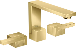 Axor Edge 3-hole Basin Mixer 130 With Push-open Waste - Diamond Cut Gold Polished