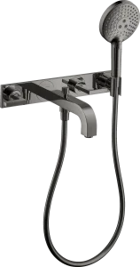 Axor Citterio 3-hole Bath Mixer For Concealed Installation Wall-mounted With Lever Handles And Plate Polished Black Chrome