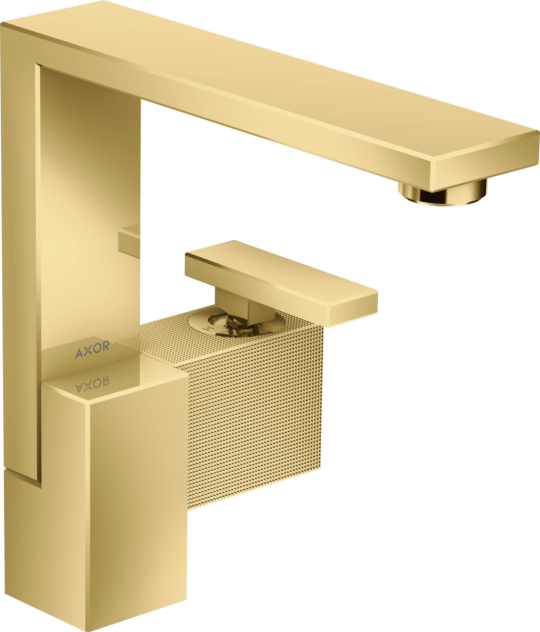 Axor Edge Single Lever Basin Mixer 190 With Push-open Waste - Diamond Cu Gold Polished