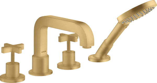 Axor Citterio 4-hole Rim-mounted Bath Mixer With Cross Handles And Escutcheons Gold Brushed