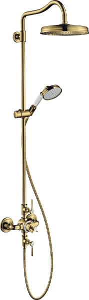 Axor Montreux Showerpipe With Thermostatic Mixer And 1jet Overhead Shower 240 Gold Polished