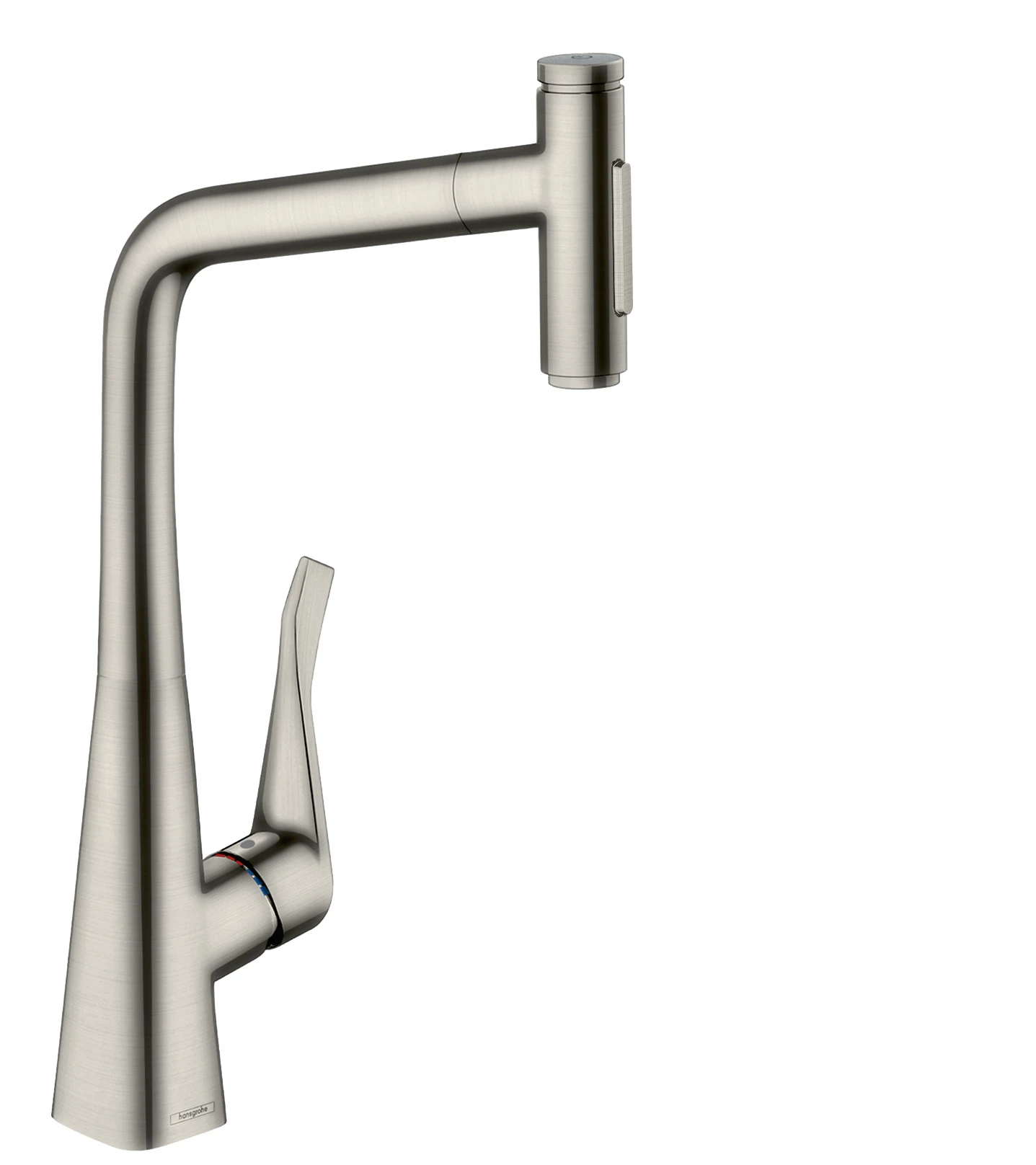 Hansgrohe Metris Select M71 Single Lever Kitchen Mixer 320 With Pull-out Spray And Sbox, 2 Spray Modes Stainless Steel