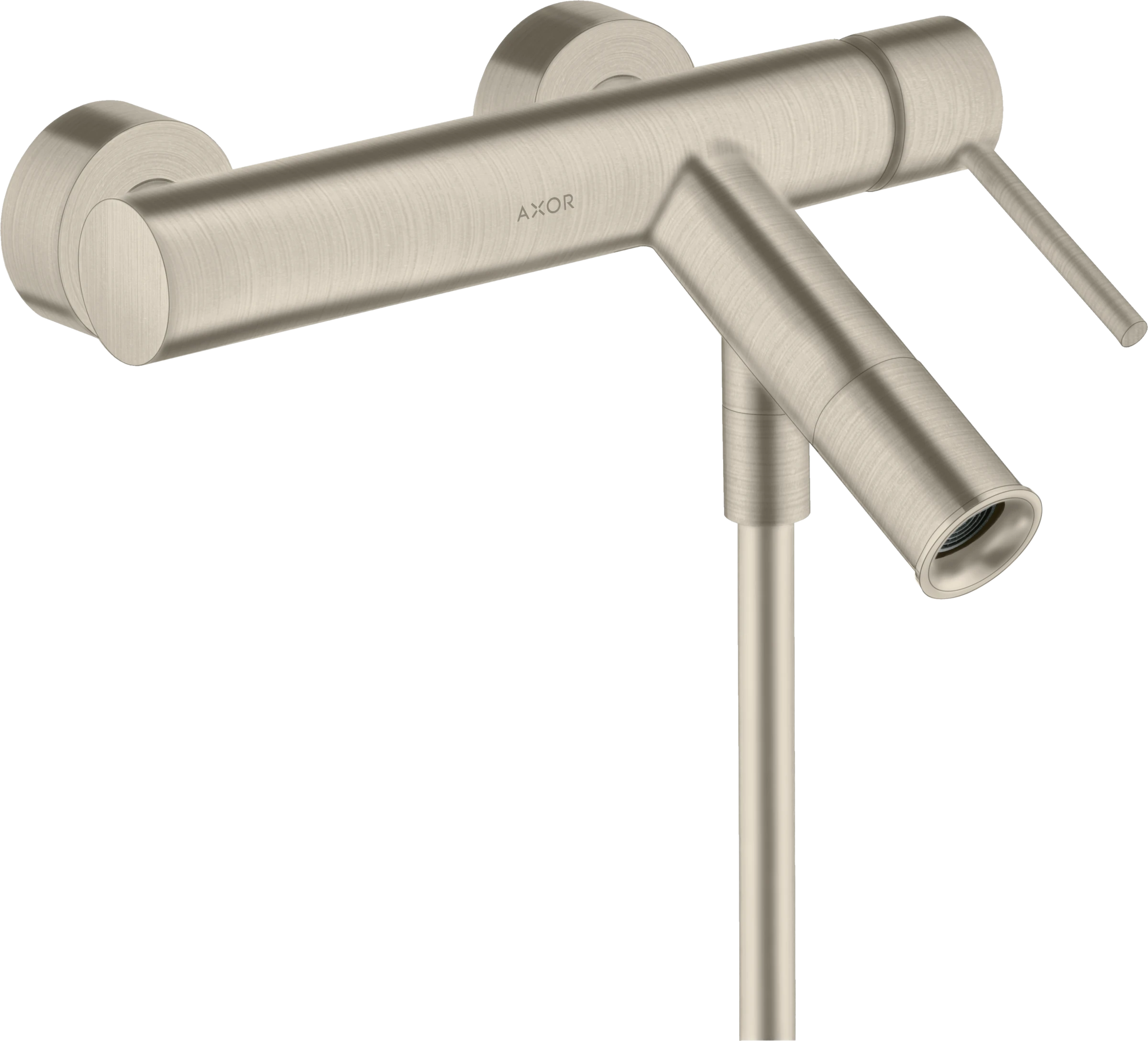 Axor Starck Single Lever Manual Bath Mixer For Exposed Installation With Pin Handle Brushed Nickel