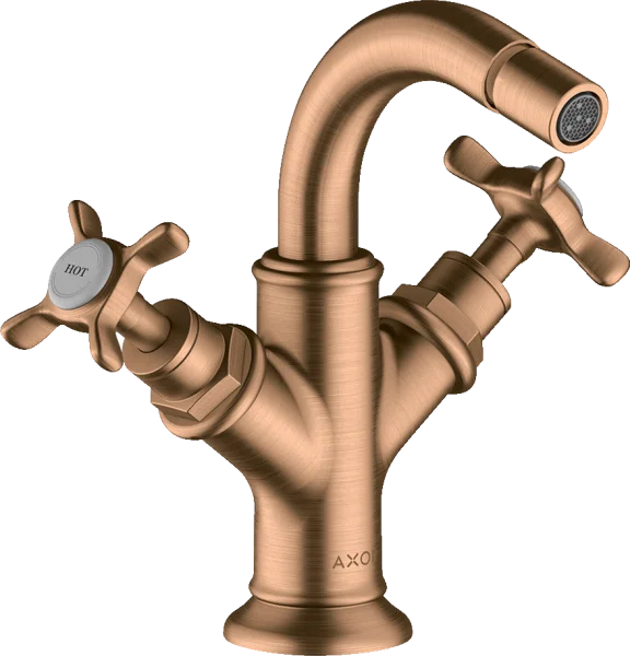 Axor Montreux 2-handle Bidet Mixer With Cross Handles And Pop-up Waste Brushed Bronze