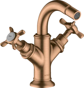 Axor Montreux 2-handle Bidet Mixer With Cross Handles And Pop-up Waste Brushed Bronze