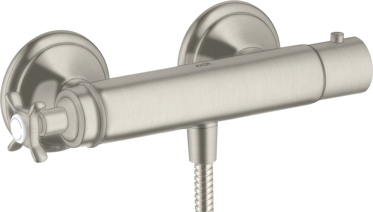 Axor Montreux Thermostatic Shower Mixer For Exposed Installation With Cross Handle Stainless Steel