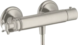 Axor Montreux Thermostatic Shower Mixer For Exposed Installation With Cross Handle Stainless Steel