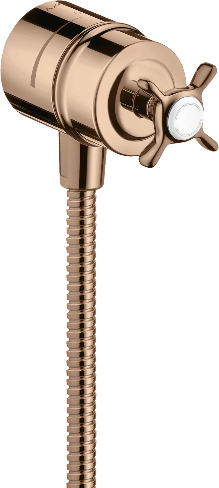 Axor Montreux Wall Outlet Stop With Non-return Valve, Shut-off Valve And Cross Handle Polished Red Gold