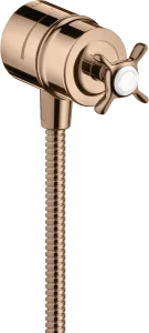 Axor Montreux Wall Outlet Stop With Non-return Valve, Shut-off Valve And Cross Handle Polished Red Gold