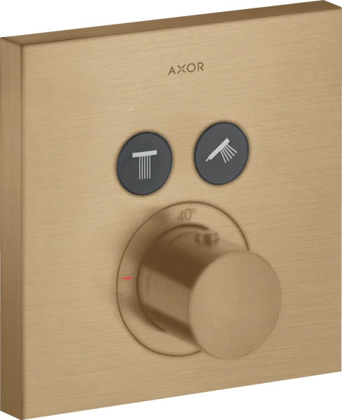 Axor Showersolutions Thermostatic Mixer Square For Concealed Installation For 2 Outlets Brushed Bronze