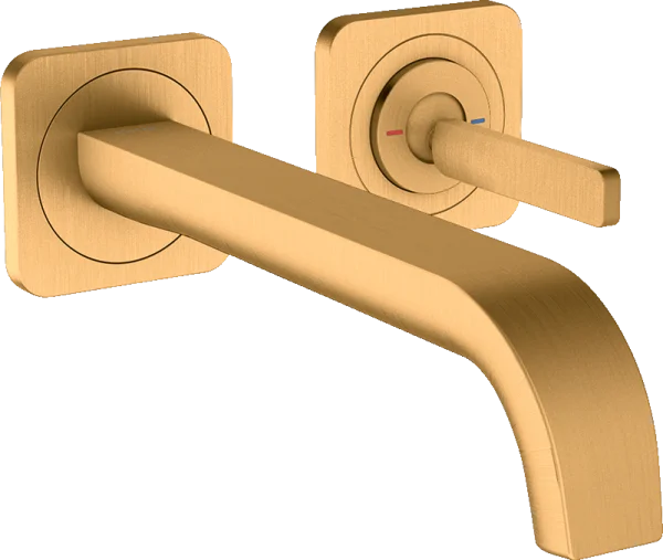 Axor Citterio E Single Lever Basin Mixer Wall-mounted With Pin Handle, Spout 221 Mm And Escutcheons Gold Brushed