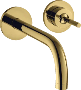 Axor Uno Single Lever Basin Mixer For Concealed Installation Wall-mounted With Spout 225 Mm And Escutcheons Gold Polished