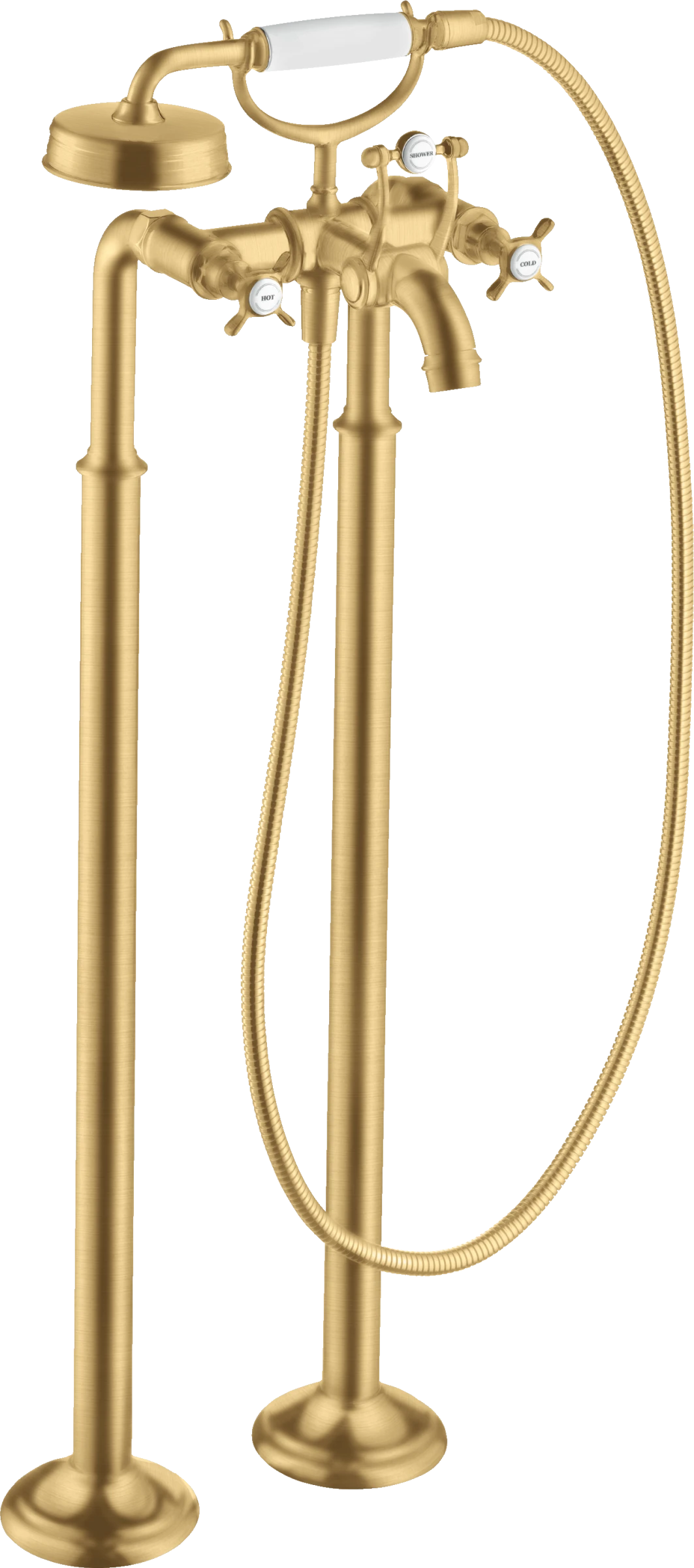 Axor Montreux 2-handle Manual Bath Mixer Floor-standing With Cross Handles Gold Brushed