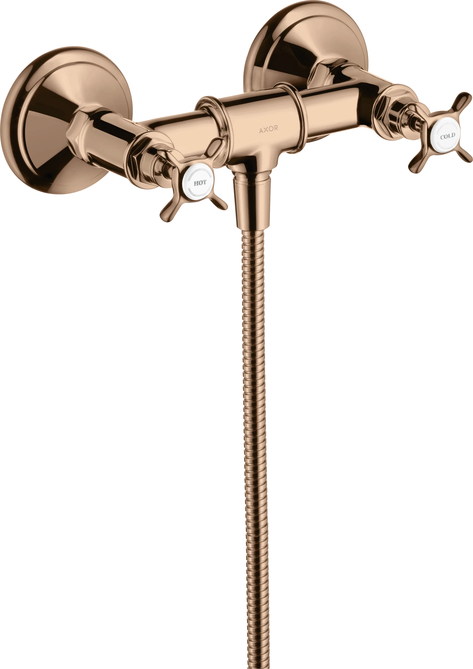 Axor Montreux 2-handle Manual Shower Mixer For Exposed Installation With Cross Handles Polished Red Gold