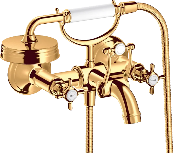 Axor Montreux 2-handle Manual Bath Mixer For Exposed Installation With Cross Handles Gold Polished