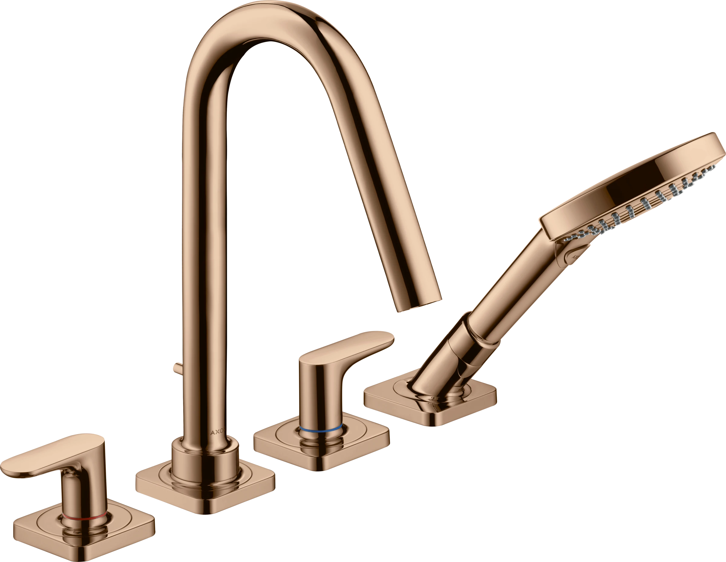 Axor Citterio M 4-hole Tile Mounted Bath Mixer With Lever Handles And Escutcheons Polished Red Gold