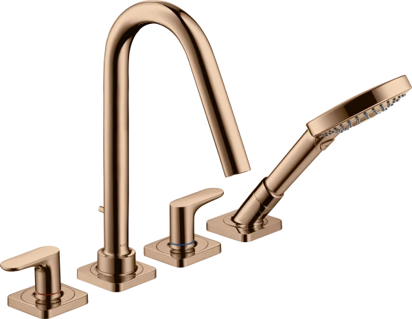 Axor Citterio M 4-hole Tile Mounted Bath Mixer With Lever Handles And Escutcheons Polished Red Gold